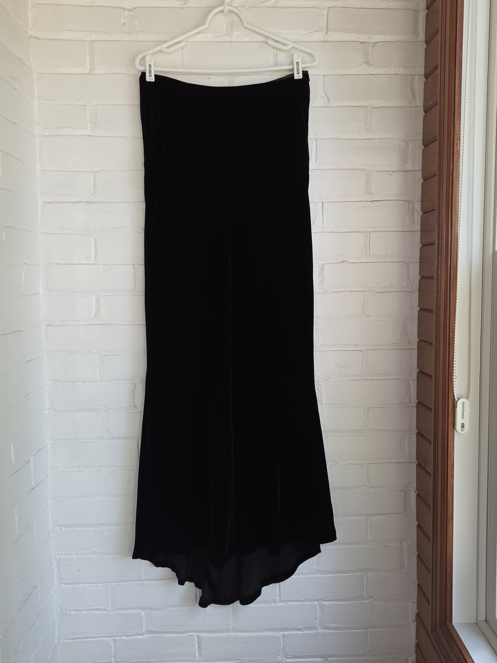 Lauren Ralph Lauren Velvet Skirt Long Maxi Black Bias Cut Train Size 8
